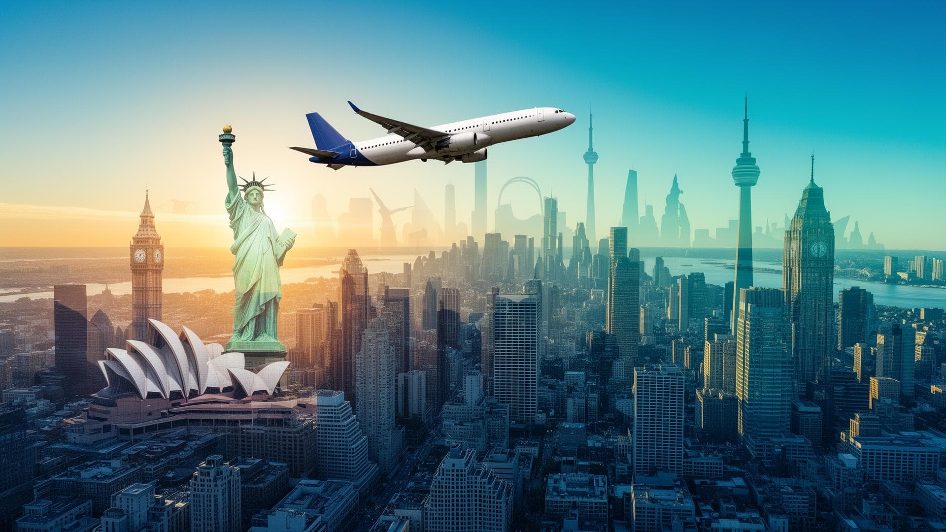 Global city skyline representing immigration opportunities